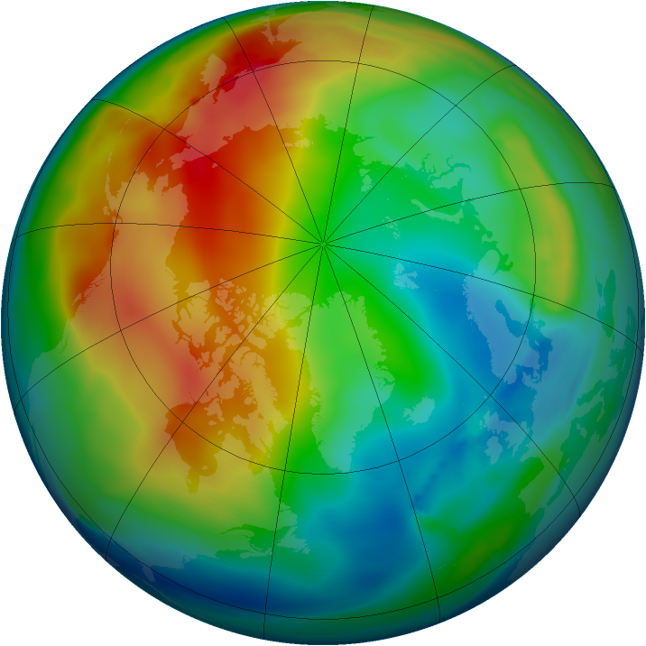 Arctic ozone map for 25 December 2006